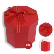 Kit 20 Caixa de Presente Hexagono Papel Rigida com Laco (bra-2-53)