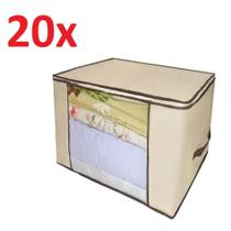 Kit 20 caixa organizador guarda roupa flexivel com ziper multiuso compact armario chao closets dobravel