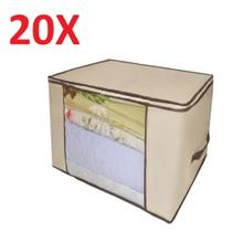 Kit 20 caixa organizadora de guarda roupas cobertor edredom tolha closets com ziper 45x30x20cm