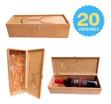 Kit 20 Caixas Para Vinho Mdf Cru Com Dobradiça 35x13x10