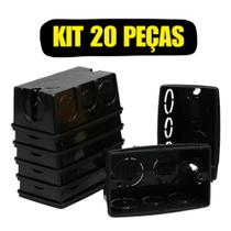 Kit 20 Caixinha de Luz Preta 4x2 Reforçada para Tomada Interruptor Parede Gesso Cerge 7080