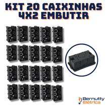Kit 20 Caixinhas 4x2 Luz Embutir Abs Preta