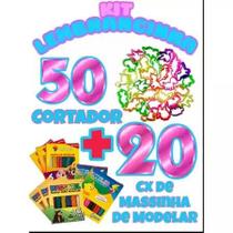 Kit 20 Caixinhas Massinha de Modelar 50 Cortador Forminha Molde de Massinha Lembrancinha Prenda