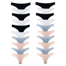 Kit 20 Calcinhas Fio Dental Algodão Cotton Básica Lisa Lingerie