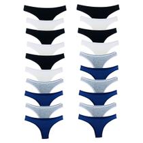 Kit 20 Calcinhas Fio Dental Algodão Cotton Básica Lisa Lingerie