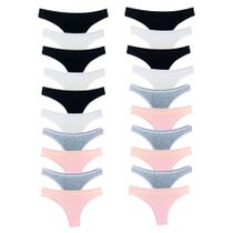 Kit 20 Calcinhas Fio Dental Algodão Cotton Básica Lisa Lingerie Kit 20 Calcinhas Fio Dental Algodão Cotton Básica Lisa Lingerie
