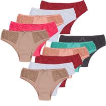 Kit 20 Calcinhas Plus Size Algodão Tangão Senhora Cotton Lingerie com Renda no Atacado