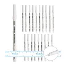 Kit 20 Caneta Marcação Cirúrgica Branca com Régua para Olhos e Desing Tondaus Ponta 1.0mm