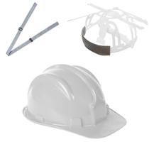 Kit 20 capacete plt plastcor em polietileno selo inmetro branco c.a 31469 + 20 jugular para capacete - a.t. - abf