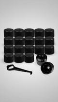 Kit 20 Capas Parafuso Roda 17mm ABS Preto Chave Kit 20 Capas Parafuso Roda 17mm ABS Preto Chave