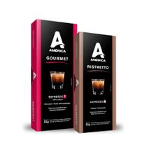 Kit 20 Cápsulas de Café América Gourmet e Ristretto