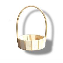 Kit 20 Cesta Fraldeira Madeira Redonda 13 cm com Alça , Cosmético, Pascoa, Mães, Namorados, Natal