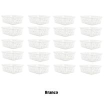 Kit 20 Cesto Multiuso Organizador Médio 20x15,5x6,5Cm Branco Kit 20 Cesto Multiuso Organizador Médio 20x15,5x6,5Cm Branco