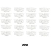 Kit 20 Cesto Multiuso Organizador Médio 20x15,5x6,5Cm Branco Kit 20 Cesto Multiuso Organizador Médio 20x15,5x6,5Cm Branco