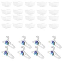 Kit 20 Cestos Médio + 40 Cabides Transparente Infantil