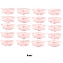 Kit 20 Cestos Multiuso Organizador Médio 20x15,5x6,5Cm Rosa