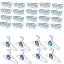 Kit 20 Cestos retangular + 40 Cabides Transparente Infantil Kit 20 Cestos retangular + 40 Cabides Transparente Infantil