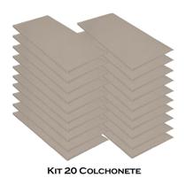 Kit 20 Colchonete Slim 95x59cm Solteiro Para Ginástica Academia Escola Suede Bege - Ahz Móveis