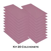 Kit 20 Colchonete Slim 95x59cm Solteiro Para Ginástica Academia Escola Suede Rosa Bebê - Ahazzo Móveis