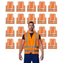 Kit 20 Colete Blusão de Poliéster Liso Uniforme Trabalho Construção Limpeza Serviço Escola Confortável Resistente Prático Uso Diário