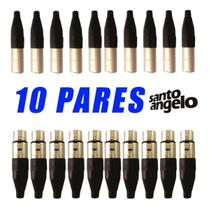 Kit 20 conector santo angelo xlr femea e macho sa2x 10 pares