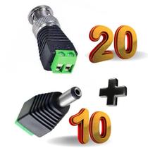 Kit 20 Conectores Bnc Macho Com Borne + 10 Plug P4 Macho