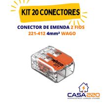 Kit 20 conectores de emenda 2 fios 221-412 4mm² WAGO