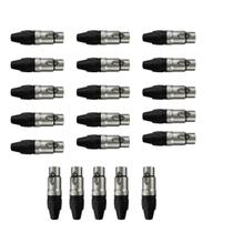 Kit 20 Conectores Linha Xlr Plug Fêmea 3 Polos Wireconex WC-1003