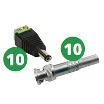 Kit 20 Conectores para Câmeras de Segurança 10 BNC Mola + 10 P4 Macho