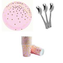 Kit 20 Convidado Pratos Copos Papel Colher 14Cm Descartáveis