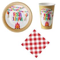 Kit 20 Convidados Pratos Copo Guardanapos Festa Junina Papel Kit 20 Convidados Pratos Copo Guardanapos Festa Junina Papel
