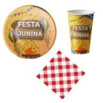 Kit 20 Convidados Pratos Copos Guardanapos Festa Junina Fogueira Papel Kit 20 Convidados Pratos Copos Guardanapos Festa Junina Fogueira Papel