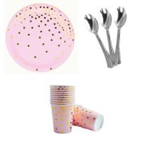 Kit 20 Convidados Pratos Copos Papel Colher 14cm Descartáveis Festa Kit 20 Convidados Pratos Copos Papel Colher 14cm Descartáveis Festa