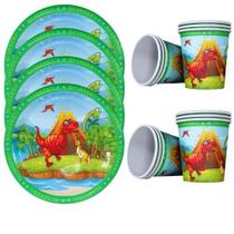 Kit 20 Convidados Pratos Copos Papel Dinossauro Papel Para Festa Kit 20 Convidados Pratos Copos Papel Dinossauro Papel Para Festa