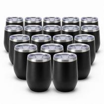 kit 20 Copo Térmica 360Ml BPA Free Tampa Deslizante Preto Branco Carro Escritório kit 20 Copo Térmica 360Ml BPA Free Tampa Deslizante Preto Branco Carro Escritório
