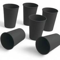 Kit 20 Copos Plástico Reutilizável 200ml Cor:Preto