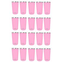 Kit 20 Copos Térmicos Aço Inox 420ML Rosa p/ Água Cerveja Café - Quente e Frio Unica Kit 20 Copos Térmicos Aço Inox 420ML Rosa p/ Água Cerveja Café - Quente e Frio Unica