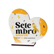 Kit 20 Corações Lembrancinhas Setembro Amarelo em MDF