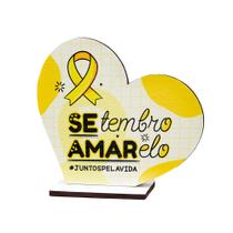 Kit 20 Corações Lembrancinhas Setembro Amarelo em MDF