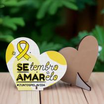 Kit 20 Corações Lembrancinhas Setembro Amarelo em MDF