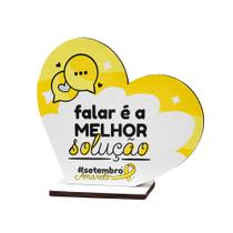 Kit 20 Corações Lembrancinhas Setembro Amarelo em MDF