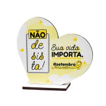 Kit 20 Corações Lembrancinhas Setembro Amarelo em MDF