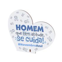 Kit 20 Corações MDF Novembro Azul Campanha de Conscientização