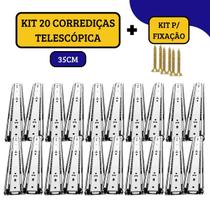 Kit 20 Corrediças Gaveta Trilho Telescópica Light Com Parafusos 35cm Kit 20 Corrediças Gaveta Trilho Telescópica Light Com Parafusos 35cm
