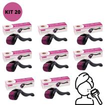 Kit 20 Dermaroller DRS 540 Limpador de Pele Micro Agulhas Preto