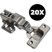 Kit 20 Dobradiça 35Mm Reta Pistão Amortecedor Calço Slide On