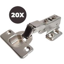 Kit 20 Dobradiças Curvas Para Moveis Pistão Amortecedor 35Mm