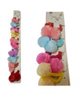 Kit 20 Elásticos para cabelo pompom colorida Infantil