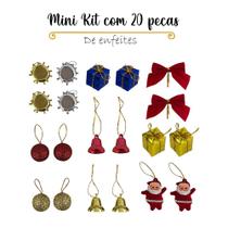 Kit 20 Enfeites de Natal Completo Laço Papai Noel Presentes para eventos natalinos arvore comercio decoração