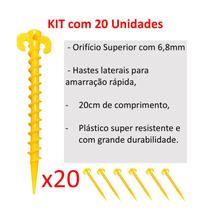 KIT 20 Estacas MÉDIA 20CM P/ Barraca Quadra Areia Camping Gramado Gazebo Beach Tenis Guarda-sol Tenda C/ Rosca 10mm